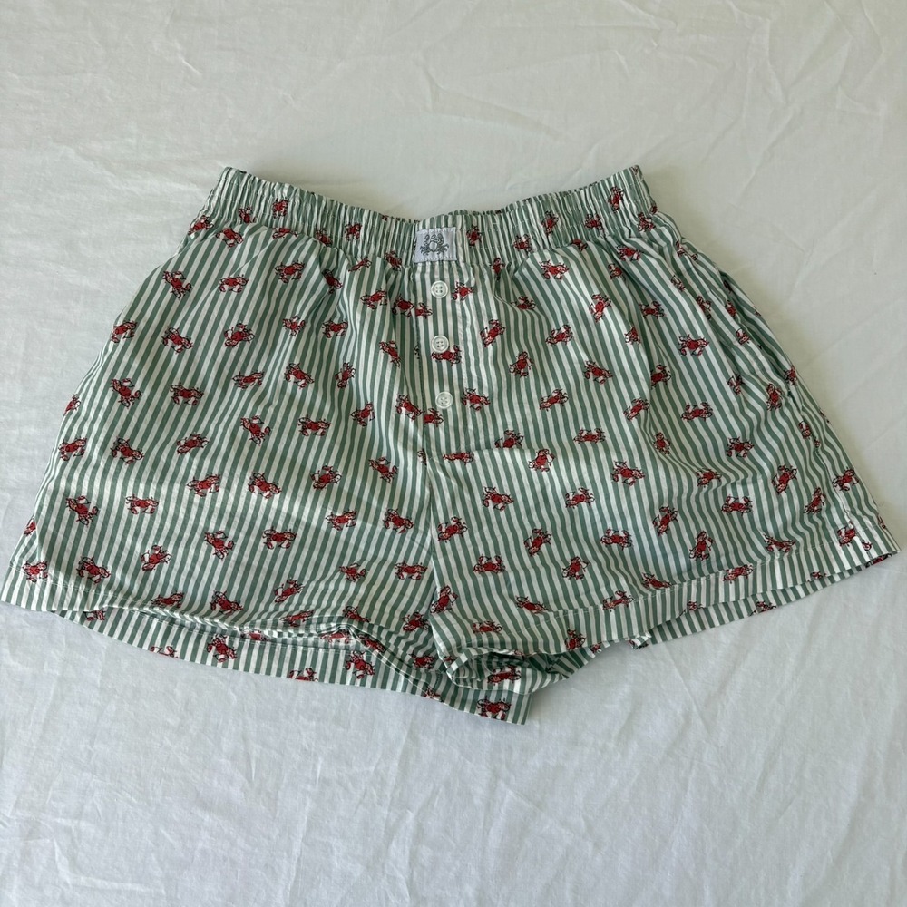 Women's Green Striped Floral Shorts